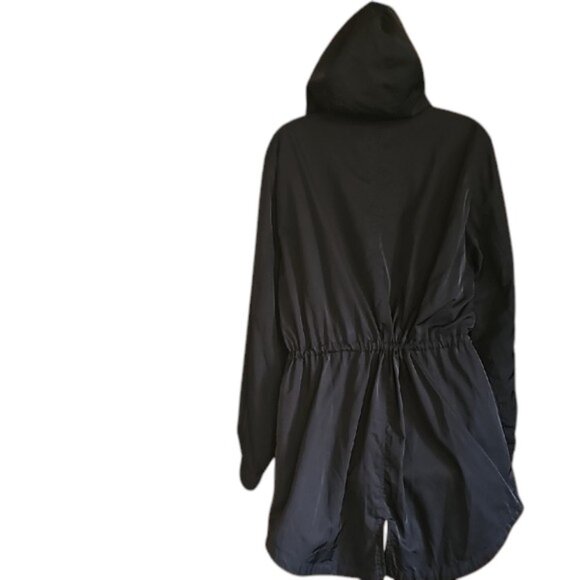 Time and Tru lighweight Anorak hooded Jacket black outside leopard lining - Picture 4 of 16
